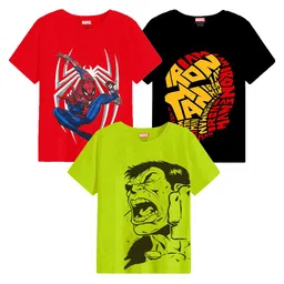 Marvel by Miss and Chief Boys 3 Printed Bio Finish Applique T-shirt-image-61
