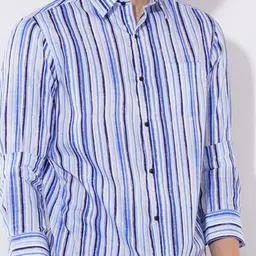 OLEVORR India Slim Fit Vertical Striped Pure Cotton Casual Shirt image 3