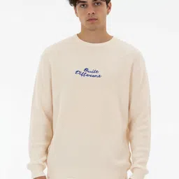 glitchez Typography Embroidered Detail Waffle Knit Pullover-image-35