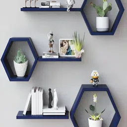 AR SABRI SHOPEE Arif Rao Navy Blue Set of 6 MDF Wall Shelves-picture-14