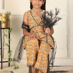 Cutiekins Girls Ethnic Motifs Printed A-Line Kurta with Palazzos & Dupatta image 5