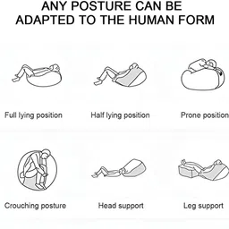 AARIJ MART 3-Pcs Navy Blue & Orange-Colored Bean Bag With Footrest & Cushion image 3