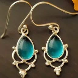 Silver Planets Women Blue Earrings image 5