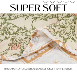 bsb home Beige & Mustard Floral Printed Microfiber AC Room 210 GSM Double Bed Dohar image 2