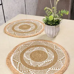 Saral Home 2-Pcs Beige Colored & White Printed Cotton Table Placemats-image-30