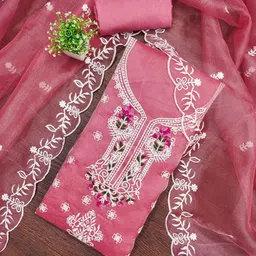 KALINI Embroidered Organza Unstitched Dress Material-picture-25