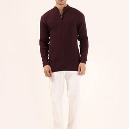 Kveto style redefined Men Half Zipper Ribbed Sweater-picture-34