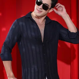 Campus Sutra Men Comfort Fit Spread Collar Textured Casual Shirt-picture-34