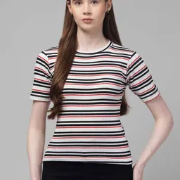 Western Darji Women Striped Cotton Fitted Top-image-30