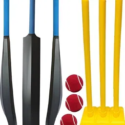 kickmixsports Combo Set Pvc Plastic Bat With Plastic Wicket Set And 3 Tennis Ball(Red) Cricket Kit-picture-18