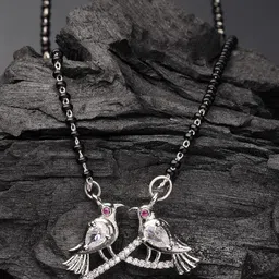 ADIVA Silver-Plated Cubic Zirconia Studded & Beaded Mangalsutra-picture-37