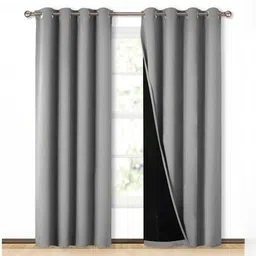 BFAM Grey Set of 2 Black Out Window Curtain-picture-42