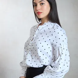 Virgio Cotton Stretch Puff Sleeved Polka Top image 5