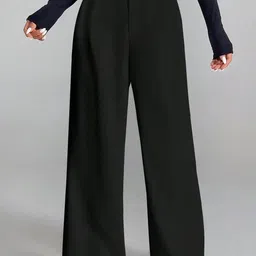 BAESD Women Relaxed Straight Leg High-Rise Non Iron Trousers image 4