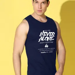 WOOSTRO Pack Of 2 Printed Super Combed Cotton Gym Vests VWS26(98 YELLOW)(ALONE NAVY) image 4