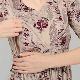 SupBir Women Printed Maternity Anarkali Kurta image 4