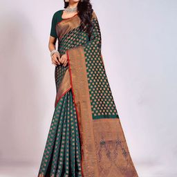 Anouk Rustic Ethnic Motif Woven Design Zari Banarasi Saree-picture-26