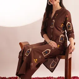 Vbuyz Women Ethnic Motifs Printed Regular Pure Cotton Kurta with Palazzos-picture-38