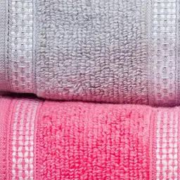 Himeya Pink & Grey 2 Cotton 350 GSM Bath Towel-picture-56