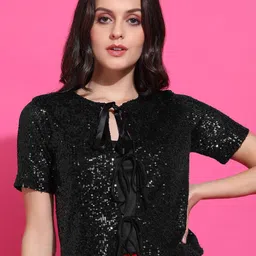 SAFFE Women Embellished Sequined Knitted Top-image-64