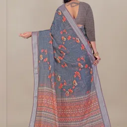PAYAL CREATION Floral Printed Pure Georgette Saree with Blouse Piece image 5