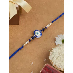 TEEJH Stone Studded & Beaded Evil Eye Thread Rakhi-picture-32