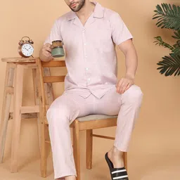 Sweet Dreams Men Lapel Collar Night suit image 2