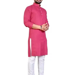 AWM Men Cotton Solid Straight Kurta image 2