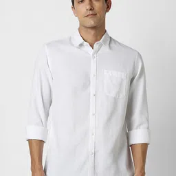 Peter England Casuals Men Slim Fit Solid Spread Collar Cotton Casual Shirt-picture-20