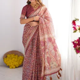MAHARANI COUTURE Floral Printed Pure Cotton Jamdani Saree-picture-42