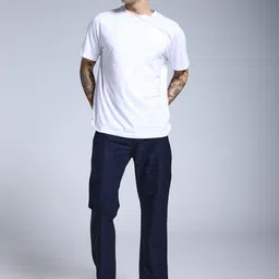 SAINT JONES Men Blue Straight Fit High-Rise Cargo Trousers-picture-28