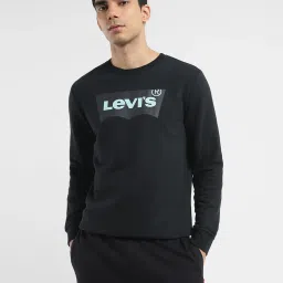 levi's Men's Solid Black Crew Neck Sweatshirt-picture-32