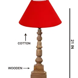Aura Red Wood Traditional Frusturical Shaped Table Lamp image 3
