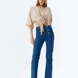 Koton Women Flared High-Rise Trousers-image-58