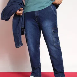 Urbano Plus Men Regular Fit Mid-Rise Stretchable Cargo Styles Jeans-picture-24