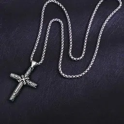 THE MEN GIFT Men Silver-Plated Contemporary Pendant With Chain-picture-38