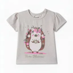 R&B Girls Graphic Printed Round Neck Cotton T-shirt-picture-38