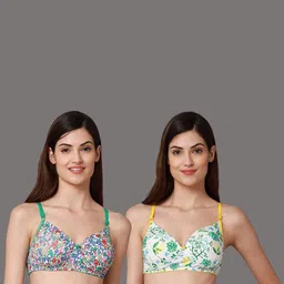 samvar Women Cotton Green,Yellow Padded Non-Wired Lingerie Bra Sport wear Gym Crop Tank Top image 5