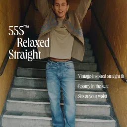 levi's Men's 555 Navy Blue Relaxed Straight Mid Rise Utility Jeans image 2