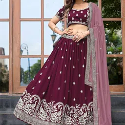 Jogmaya Fashion Embroidered Thread Work Semi-Stitched Lehenga Choli With Dupatta-picture-36