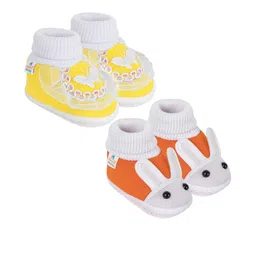 NESKA MODA Kids-Unisex Orange Cotton Booties-picture-30
