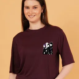 LECOWAR Women Graphic Printed Round Neck Cotton Oversized T-shirt-picture-28