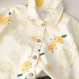 FOREVER FRIDAY Boys Floral Printed Shirt Collar Pure Cotton Shirt with Shorts image 3