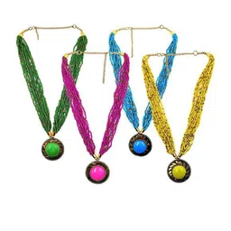 Grace Collections Gold-Plated Artificial Stones & Beaded Necklace-picture-13