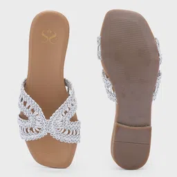 Sole To Soul Women Open Toe Flats with Bows image 5