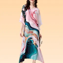 Metronaut Women Printed V-Neck Kimono Sleeve Kaftan Maxi Dress-picture-23