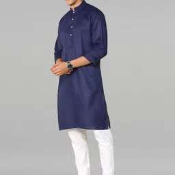 HERE&NOW Men Regular Pure Cotton Kurta with Trousers-picture-32