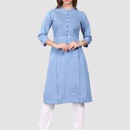 SK Creation Striped Printed Denim Straight Kurta-picture-23