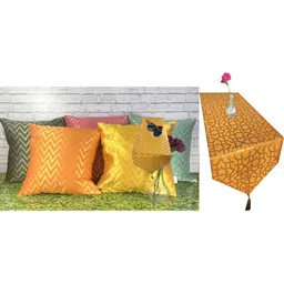 pink parrot Pinkparrot 12x70 inch jacquard silk table runner and 5 pcs 16x16 inch cushion covers-picture-19