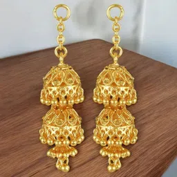 Vighnaharta Gold-Plated Dome Shaped Jhumkas-picture-23